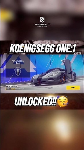 UNLOCKED Koenigsegg One:1! 🥳 | Asphalt Legends #aspahlt9 #asphaltlegends #koenigsegg
