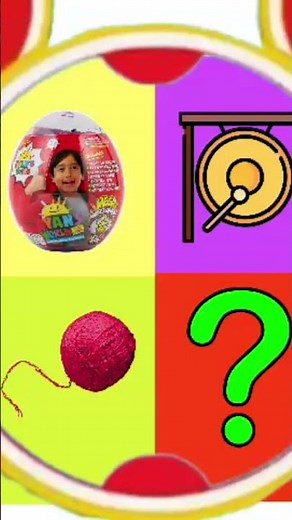 Ryan’s world egg, a gong, a ball of yarn, and the mystery mouseketool