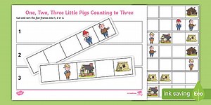 One, Two, Three Little Pigs Counting to Three Worksheet