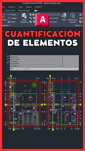Hoy te enseñaré a cuantificar elementos y bloques en AutoCAD con el comando BCOUNT.😱 #autocad #autocad2d #autocaddrawing #autocadarchitecture #autocaddesigning #autocadtutorial #autocadplan #autocadtraining | Arqvis