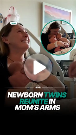 Newborn twins reunite and cuddle moments after birth