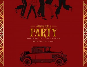 1920's Party Invitation 02: Roaring Twenties DIY Canva Template (CANVA Pro Elements) - Digital Invite Options - Etsy