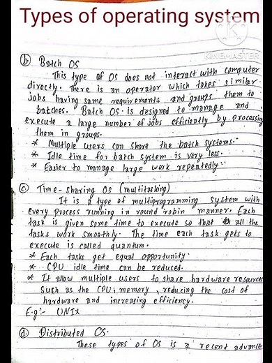 Types of operating system in brief#notes #computer #operatingsystem #computersoftware