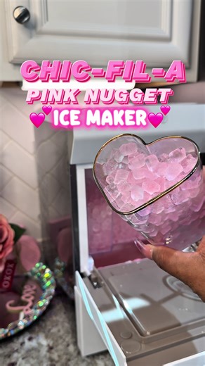 PINK ICE 💕 😜 you know we don’t gatekeeper on this page 🥂 If this nugget ice maker isn’t in your kitchen yet, add it NOW because this is one of the most-used kitchen gadgets I’ve ever purchased! I’m seriously obsessed 🥰 Unboxing the most aesthetic ice maker that makes perfect nugget ice in just 10 minutes 🧊 with an easy self-cleaning function so you always get crushed, soft, chewable ice perfect for every drink. This Chick-fil-A style nugget ice machine elevates your beverages and ASMR momen