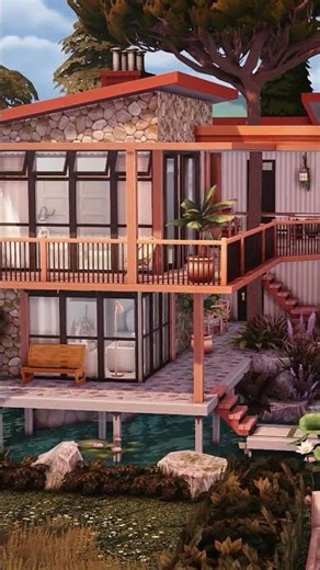 THE SIMS 4 | RUSTIC MODERN LAKE HOUSE | ASMR Speed Build