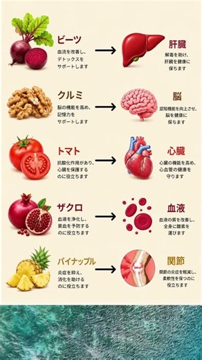 自然の力で体を支える食べ物🌿🥗｜食事で健康な臓器をサポートしよう！ #健康的な食事 #健康生活 #栄養のヒント