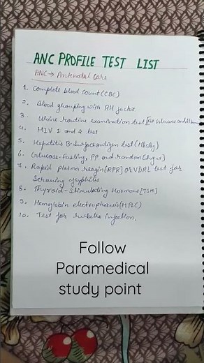 ANC PROFILE TEST LIST.ANC is antenatal care.