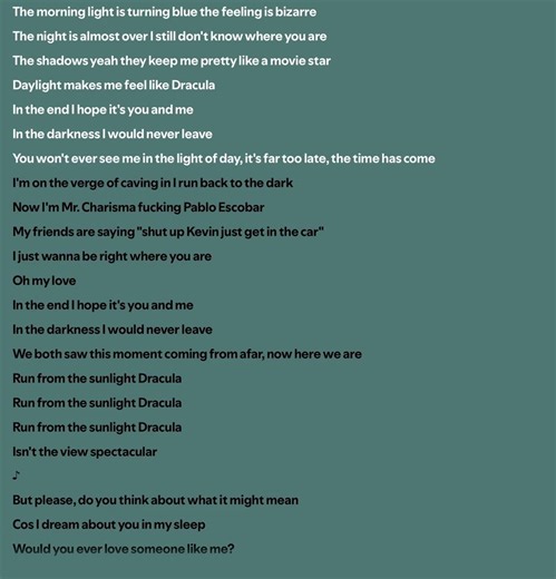 Dracula Tame Impala #lyrics #music #fyp