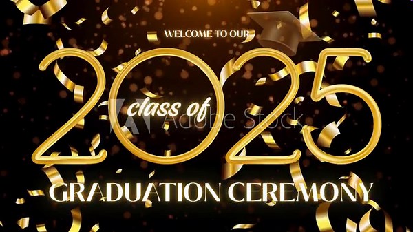 Black and Gold Luxury Graduation Ceremony Celebration Video. Class Of 2025 Graduation Background.