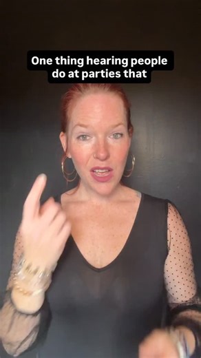 that Seinfeld episode with the close talker got me on more than one level 💀 this is just one of the things about hearing culture that I still can’t get used to Transcript: “One thing hearing people do at parties that I still can’t get used to… personal space. How different it is with deafies and hearies. Hearies stand close in each others faces. Deafies stale back so we can see everyone signing. The moment I say I’m Deaf they lean in even closer. It’s funny because to them it’s the most natural