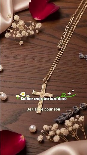 Collier "Foi Texturée" – Croix Métal Martelé Doré #jewellery christboutik.fr
