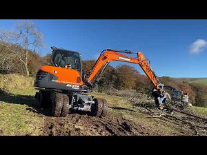 New Doosan DX57W-7 in Action on Dartmoor, owned by M I Plant Engineering Ltd.