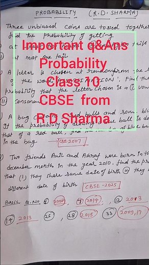 Probability Chapter 14 | RD Sharma Solutions | Important Qs + PYQs | Score 95+ 🎯