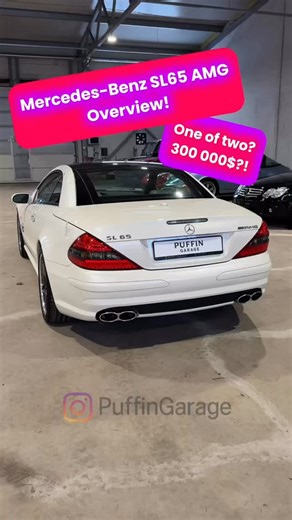 Alex | Puffin Garage | Rare cars | Supercars on Instagram: "In front of you is a very rare Mercedes-Benz SL 65 AMG - one of only two cars in the world with this Designo Porcelain interior in this exact configuration. And it’s finished in Designo Mystic White, a color that already tells you this is something special. This is not just an SL. This is a V12 Biturbo, and in its time it was one of the most powerful production cars in the world. Just look at it - this car is all about presence, charact