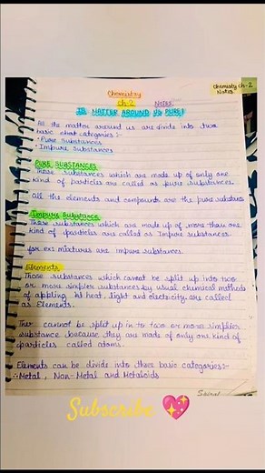 Class 9th science chapter 2 Is matter around us pure?? chemistry notes✨#trending#handwritten#notes
