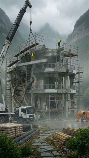 From Abandoned Mountain Ruins to a Stunning Modern Home | #shorts #asmr #home #abandoned #timelapse