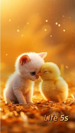 The Cutest Tiny Morning Hug 🤍🐥#Life5s #CuteAnimals #PixarStyle