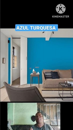 azul TURQUESA como destaque de parede na Sala