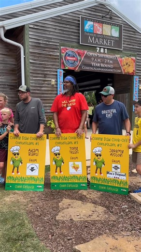 Congratulations to our 2025 Corny Dad Cook-Off Champion Jeremy Alston from Moe's Original BBQ - Foley and Magnolia Meat & Grocery! His cheesy corn fritter garnered the most votes from our more than 200 tasters. It was a tight competition. Thank you to Adam and Tony for cooking up some delicious dishes. And thank you to everyone who came out to eat! | Coastal Alabama Farmers and Fishermens Market