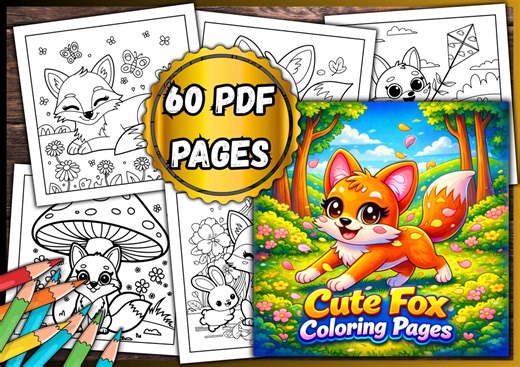 Fox Coloring Book – 60 Fun Illustrations (printable PDF) - Etsy