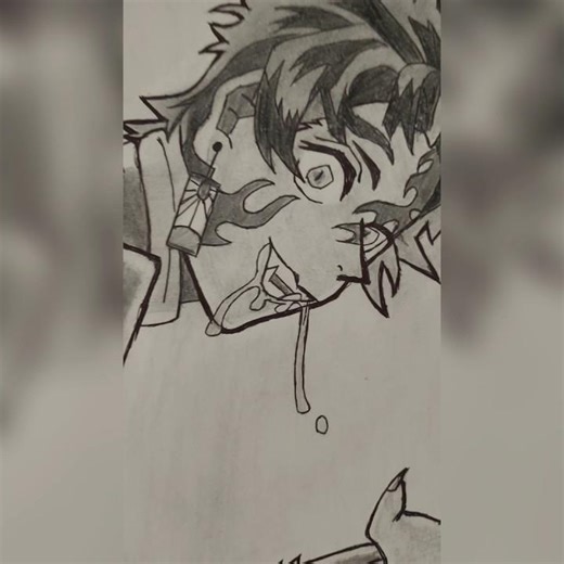 Tanjiro Demon form drawing