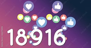Numbers in large font with social media icons 4k