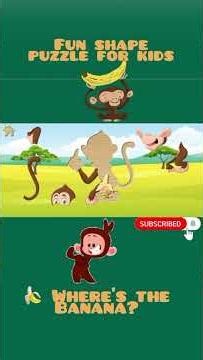🍌Where’s the Banana? | Fun Monkey Puzzle for Kids! #kidsgames #funny #braingamesforkids #animals