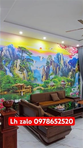 Complete the beautiful 3D landscape wallpaper for your living room.