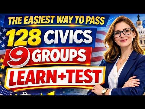 🇺🇸 128 Civics Questions for the U.S. Citizenship Interview 2026 – Learn and Test by 9 Easy Groups