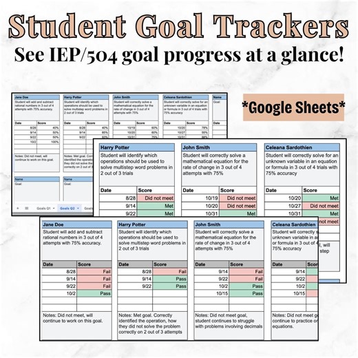 Student Goal Tracker | IEP | 504 | Editable Teacher Spreadsheet for Progress Monitoring | Documentation | Data Tracking | Google Sheets - Etsy Australia