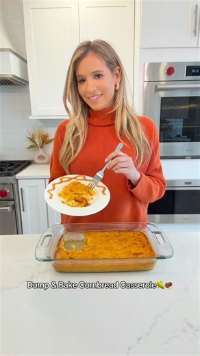 Dump and bake cornbread casserole🌽 the best thanksgiving side dish EVER!! I crave this all year long - it’s beyond delicious and always a hit! You only need 5 ingredients and it’s so easy to make!! #dumpandbake #thanksgivingsidedish Ingredients: 1 can cream-style corn 1 can drained corn 1 box Jiffy corn muffin mix 1 cup sour cream 1 stick melted butter Bake at 350 degrees for 45-55 minutes! You can also broil it the last 2-3 minutes! | Life With Mercedes