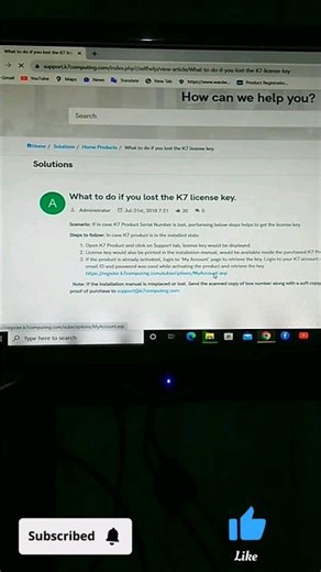 K7 lost product key recovery to email।#short।#viral।