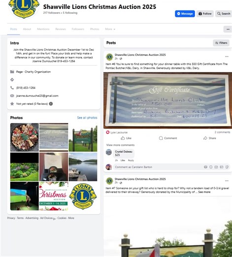 4.2K views · 11 reactions | Shawville Lions Christmas Auction is NOW...