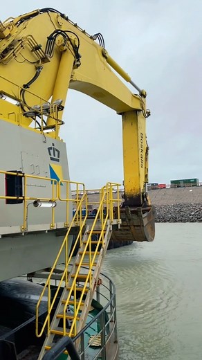 The view of the @boskalis_official largest dredging pontoon in the world, The mighty magnor, working on the excavation of the working harbour of the largest submerged tunnel project in the world. #civilconstruction #dredging #excavators #reels #fyp #follow #machinery #instagram | The Irish FIFO Rockstar