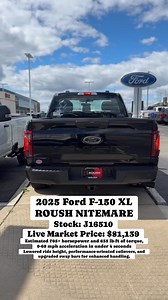 The 2025 F-150 Regular Cab F-150 Roush Nitemare is (stock: J16510) here with the ROUSH TVS R2650 Supercharger, coil-over lowered suspension, 22-inch Roush gloss black wheels wrapped in 305/40R22 General Tire G-MAX AS07 tires, custom grill and exhaust, premium Nitemare leather seating, and available now! | Ewald's Venus Ford