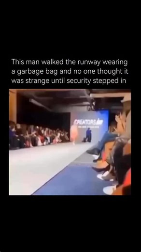 History content 24/7 on Instagram: "At New York Fashion Week 2023, YouTuber Fred Beyer pranked the runway in a garbage bag and shower cap, going unnoticed until security intervened—sparking viral laughs about fashion’s eccentricity."