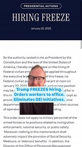 Trump’s Federal Employment Overhaul (Detailed)🏢Return to Office: Mandates federal employees work in-office 5 days a week, aiming to reduce the total workforce with voluntary resignations.🥶Hiring Freeze: Freezes hiring in most executive branch roles, except for military, national security, public safety, and immigration enforcement.📋 Schedule F Reinstatement: Makes many federal employees “at-will,” giving the President power to fire them without cause or notice.🏳️‍🌈 Diversity Rollback: Rever