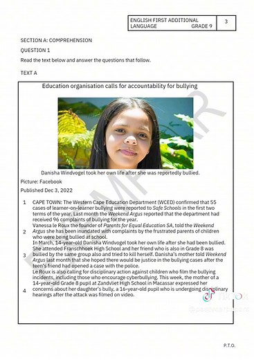 Grade 9 English FAL November 2023 #pastyearpapers #fyp #english #grade9 #exams #testpapers