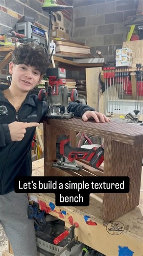 Textured bench build for under $100 #evans_workshop #diy #woodworking #maker #texture