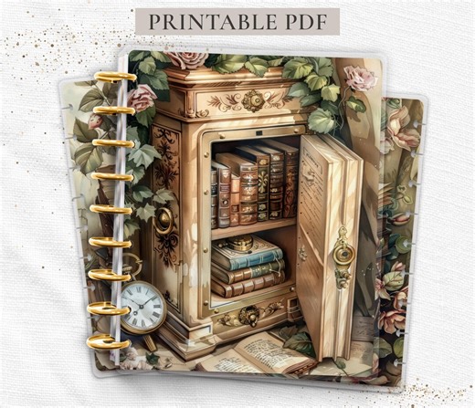 Vintage Library Safe Discbound Planner Cover Set Printable PDF for Happy Planner TUL Erin Condren 7x9 A4 US Letter Instant Download - Etsy