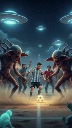 Messi play football match with Alien #shortsfeed #football #messi