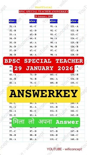 BPSC SPECIAL TEACHER ANSWERKEY 2026 | 29 January bpsc special teacher analysis answer | Biharteacher