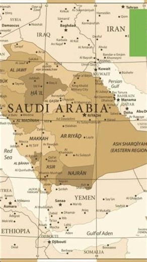 Arab world map highlighting Saudi Arabia with regional boundaries and neighbors