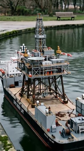 Ultra Realistic RC Oil Rig Ship In Action #ai #scalemodels