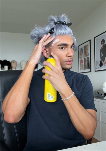 @dylanswigcloset textured cut in custom grey blue 🩵 #wigtutorial #menwig #hairstyle #menwig ad