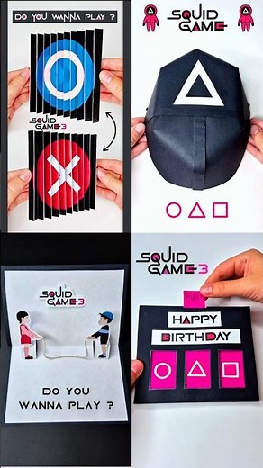 4 DIY Squid Game 3 Crafts 🔴🔺🟥 Fun & Easy Paper Projects