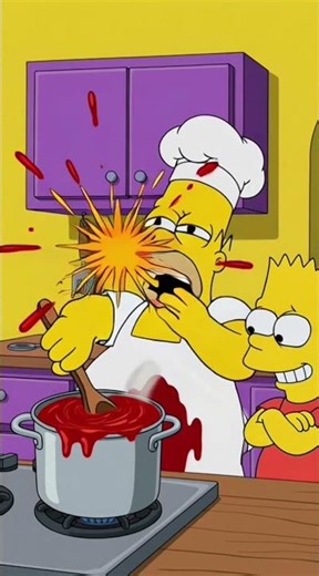 Homer Simpson Cooking Disaster: Kitchen Explosion & Glowing Food Chaos! 🍳💥