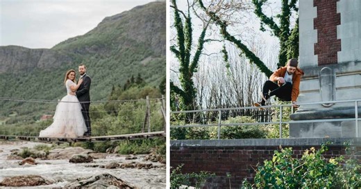 Newlyweds were posing for photos on bridge when groom noticed something odd—he jumped into pond below to save a boy