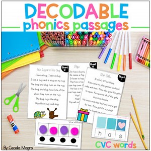 Decodable Phonics Based Reading Passages CVC Short Vowels Science of Reading