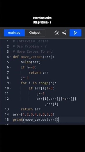 Move zeroes to end | Dsa Problem - 7 | #dsa #shorts